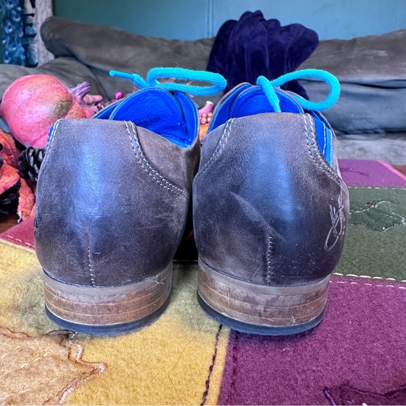 Fluevog Radio CBC Leather & Suede Derby Shoe in Brown Leather - Picture 6 of 11